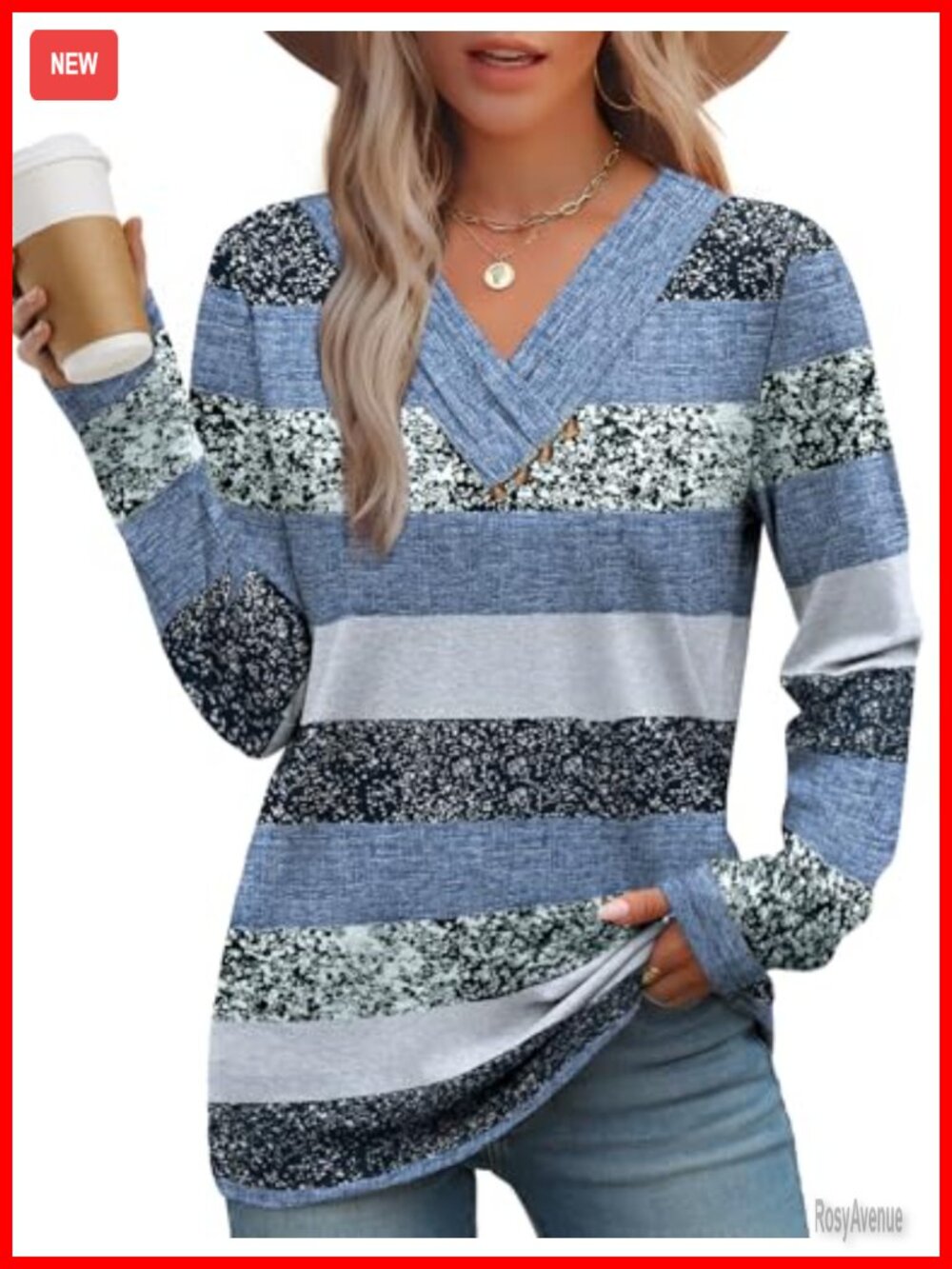 Women's V-Neck Long Sleeve Tunic Top Button Down Casual Fall Shirt